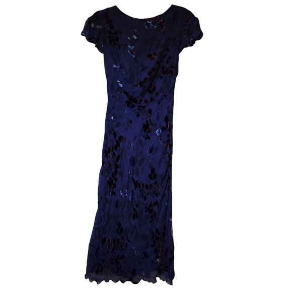 Babydoll Witchy Whimsigoth Purple/burgundy/blue Maxi Dress Velvet Floral Size 6 - Picture 3 of 9